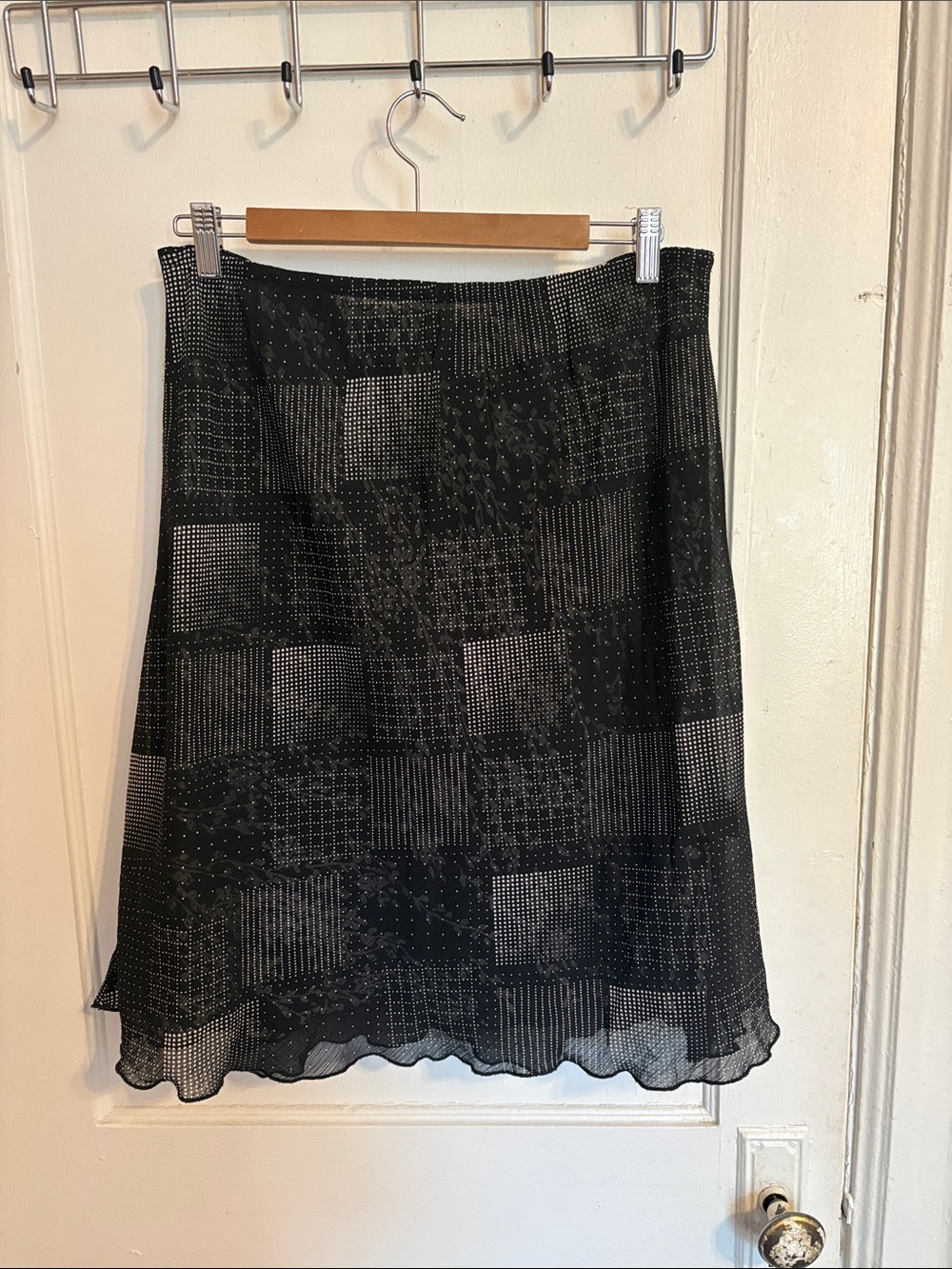 Requirements Reversible Black & White Patterned A-Line Skirt